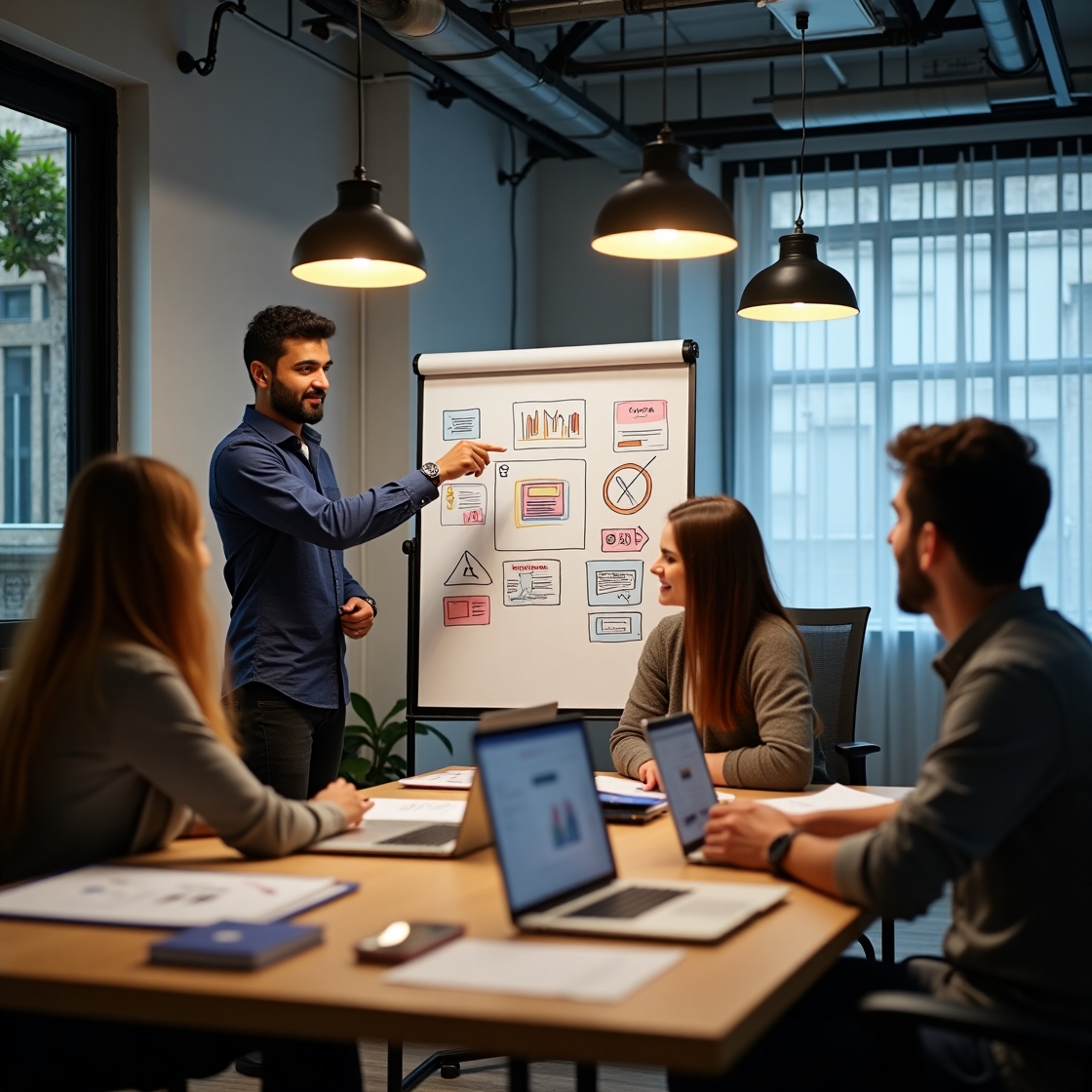 Flux_Dev_A_modern_office_setting_with_a_young_dynamic_team_col_3